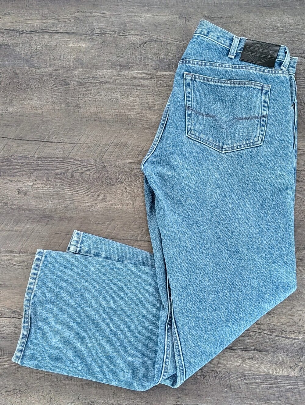 Harley Davidson Jeans Men's 38x30 Blue Denim Relaxed Bootcut Biker Riding Pants